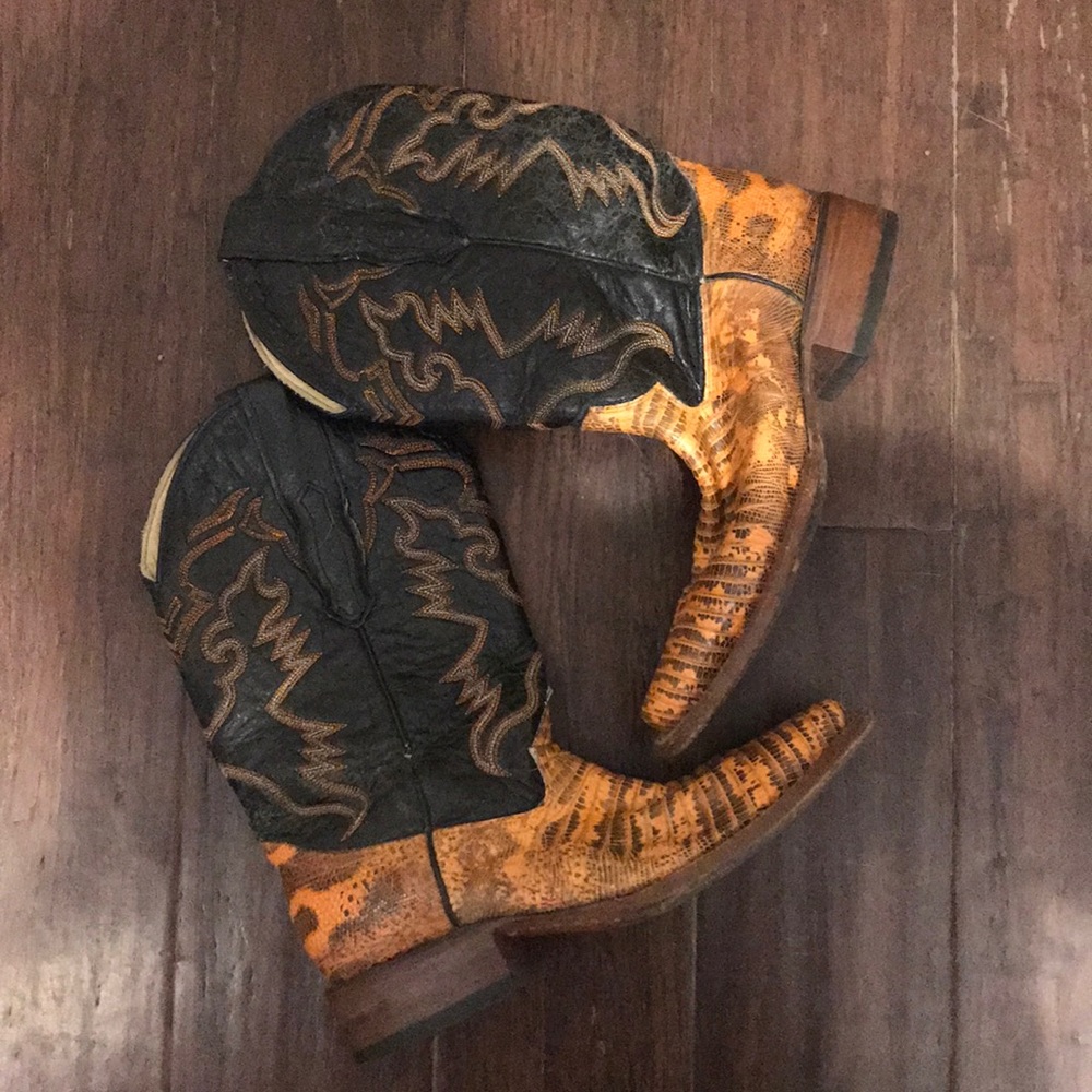 Orange and black exotic women’s Corral Boots